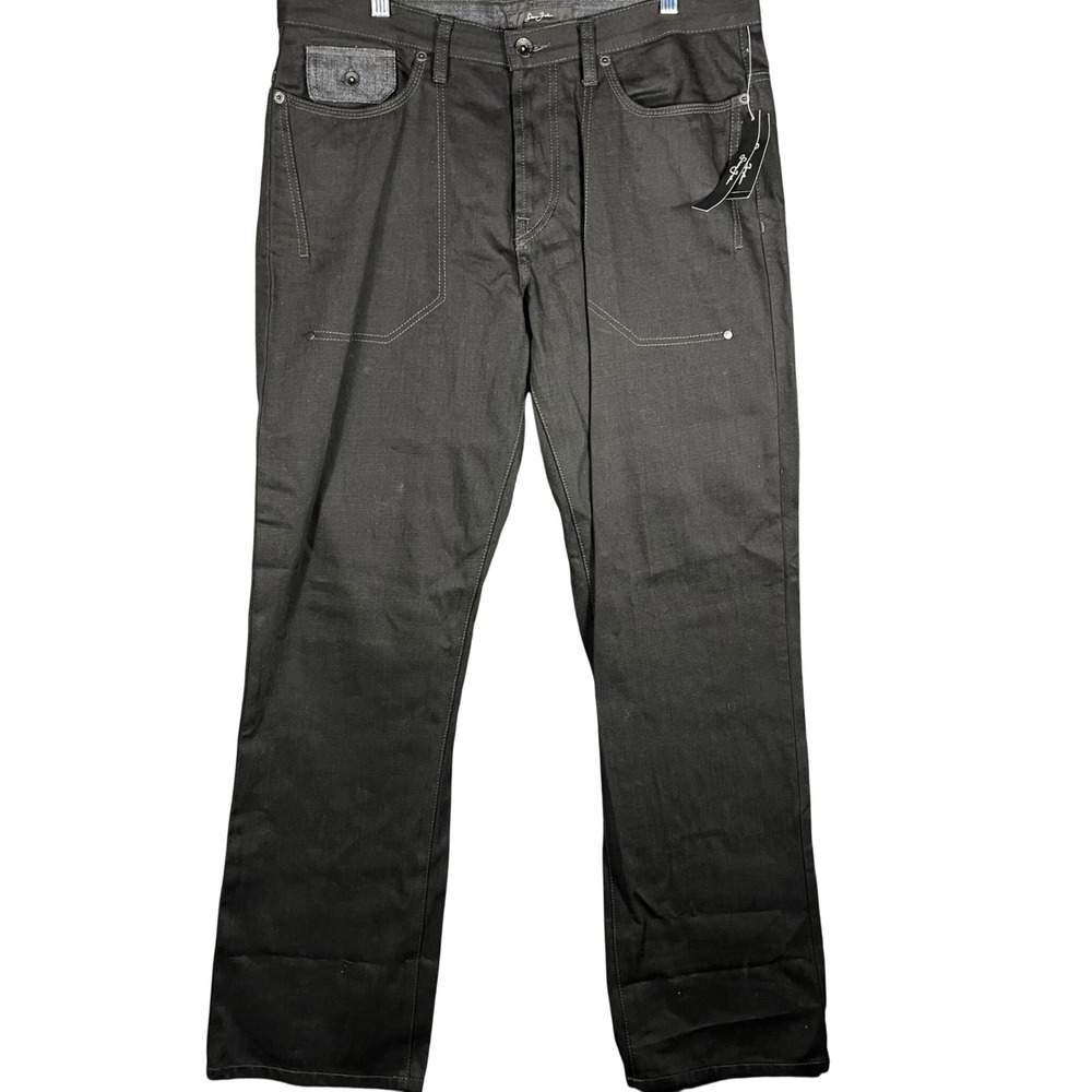 Sean John Jeans Mens 36 Y2K Black Rain Wash Eagle Embroidered Denim Pants NWT